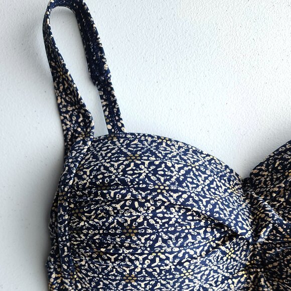 NipTuck Joanne Foil Twist Front Tummy Control One Piece Swimsuit Navy Blue - Picture 7 of 13